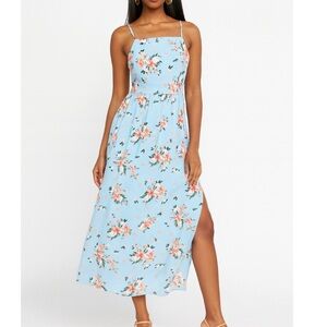 Ever After maxi dress spaghetti strap slit sides casual comfort SZ L